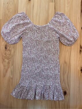Boutique Boho Floral Smocked Floral Dress Knee Length Sz Med